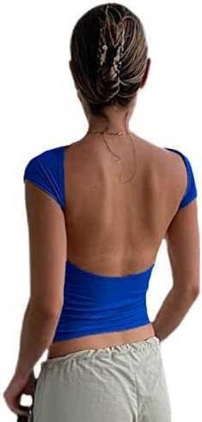 women's tee backless t-shirts crop solid casual short sleeve vintage cut out front and back wearing summer fashion0vmz, White
women's tee backless t-shirts crop solid casual short sleeve vintage cut out front and back wearing summer fashion0vmz, White