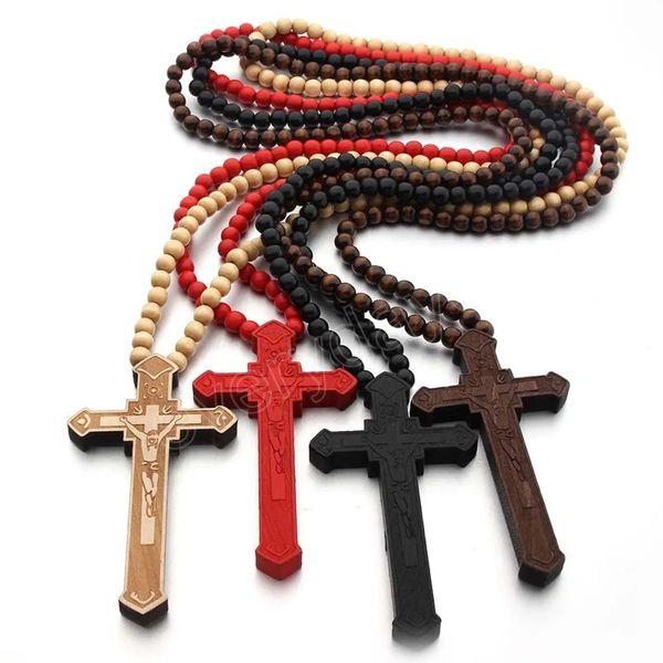 classic wood beads wooden cross pendant necklace 4 colors long chain rosary christian religious faith men women jewelry, Silver
classic wood beads wooden cross pendant necklace 4 colors long chain rosary christian religious faith men women jewelry, Silver