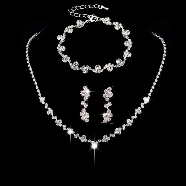 12 sets/lot necklace earring bracelet suit inlaid zircon rhinestone twinkle bridal decorate adjeustable length necklace non fading party wed, Silver
12 sets/lot necklace earring bracelet suit inlaid zircon rhinestone twinkle bridal decorate adjeustable length necklace non fading party wed, Silver