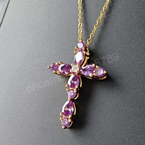 fashion female zircon pendants imitation amethyst crystal jesus cross necklaces for women jewelry gift, Silver
fashion female zircon pendants imitation amethyst crystal jesus cross necklaces for women jewelry gift, Silver