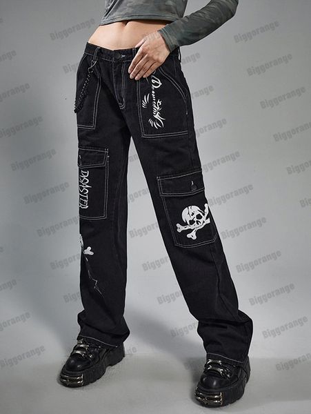 women's jeans y2k retro streetwear black skull print cargo jean gothic punk vintage kpop wide leg denim panrts man trousers ins 230323, Blue
women's jeans y2k retro streetwear black skull print cargo jean gothic punk vintage kpop wide leg denim panrts man trousers ins 230323, Blue