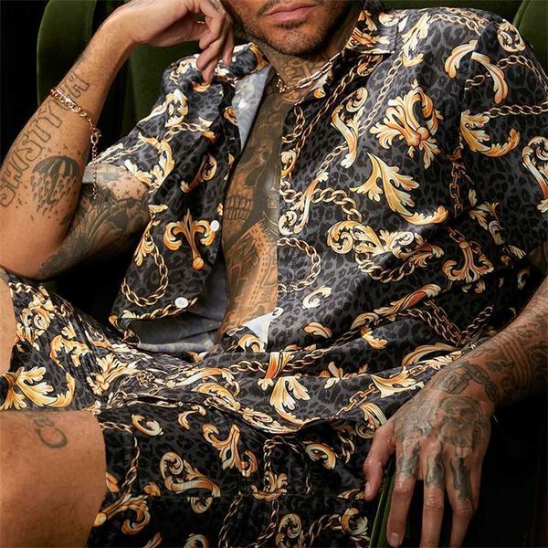 2023 men's casual sports suit beach style seaside flower shirt two-piece set for men, Black
2023 men's casual sports suit beach style seaside flower shirt two-piece set for men, Black