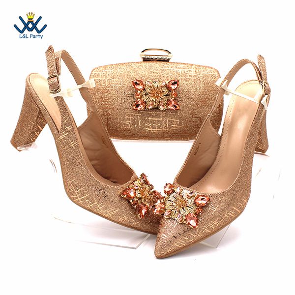 sandals champagne color women pointed toe shoes matching bag set for nigerian ladies wedding party 230323, Black
sandals champagne color women pointed toe shoes matching bag set for nigerian ladies wedding party 230323, Black