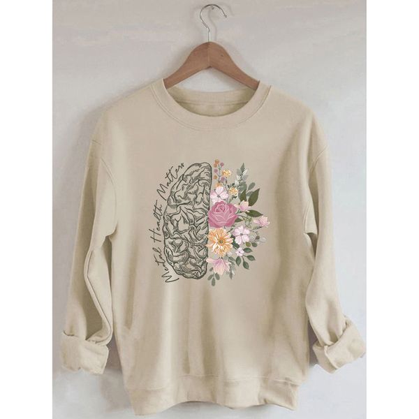 women's tshirt mental health matters print oneck long sleeve casual sweatshirt 230323, White
women's tshirt mental health matters print oneck long sleeve casual sweatshirt 230323, White
