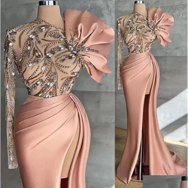2023 light coral evening dresses long sleeves mermaid crystals sequins one shoulder illusion floor length plus size high split prom gown for, Black;red
2023 light coral evening dresses long sleeves mermaid crystals sequins one shoulder illusion floor length plus size high split prom gown for, Black;red