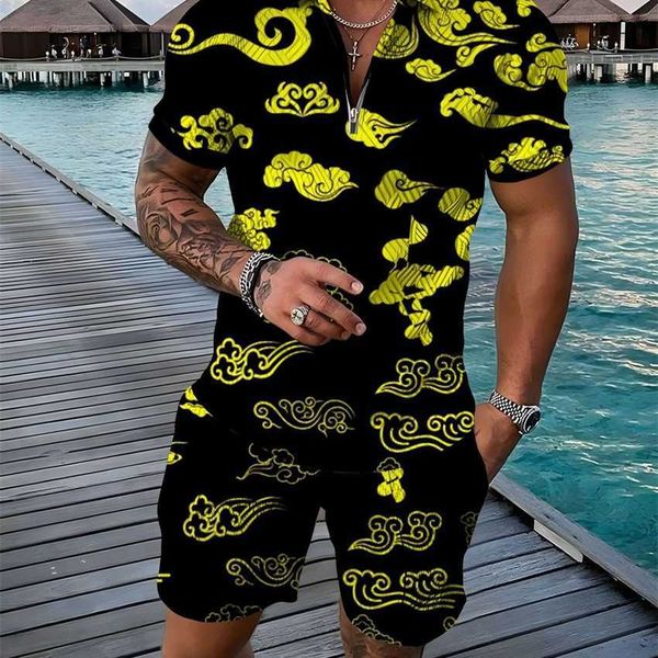 summer color xiangyun 3d printing zipper polo shirt beach shorts casual sports men's set, White;black
summer color xiangyun 3d printing zipper polo shirt beach shorts casual sports men's set, White;black