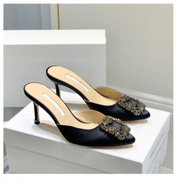 2023 latest fashion scuffs head slippers rhinestone square buckle shoes women's 7cm thin high heels luxury satin crystal metal decorati, Black
2023 latest fashion scuffs head slippers rhinestone square buckle shoes women's 7cm thin high heels luxury satin crystal metal decorati, Black