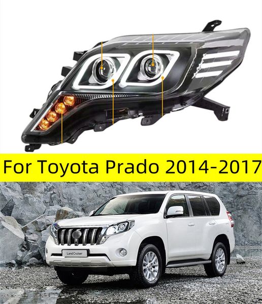 led head lamp for toyota prado led headlight 2014-2017 front lights head lamp drl signal projector lens auto accessories