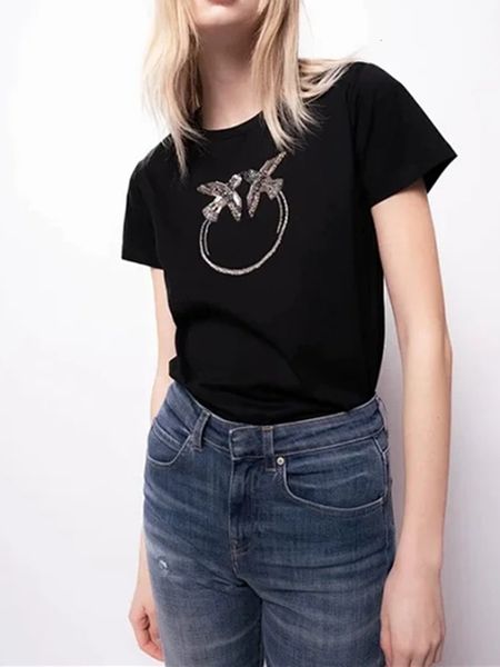 women's tshirt women crystal birds decoration oneck t shirt lady shortsleeved allmatch tee 230323, White
women's tshirt women crystal birds decoration oneck t shirt lady shortsleeved allmatch tee 230323, White