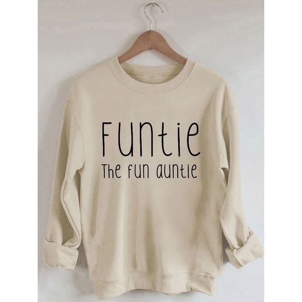 women's tshirt funtie the fun auntie print oneck long sleeve casual sweatshirt 230323, White
women's tshirt funtie the fun auntie print oneck long sleeve casual sweatshirt 230323, White