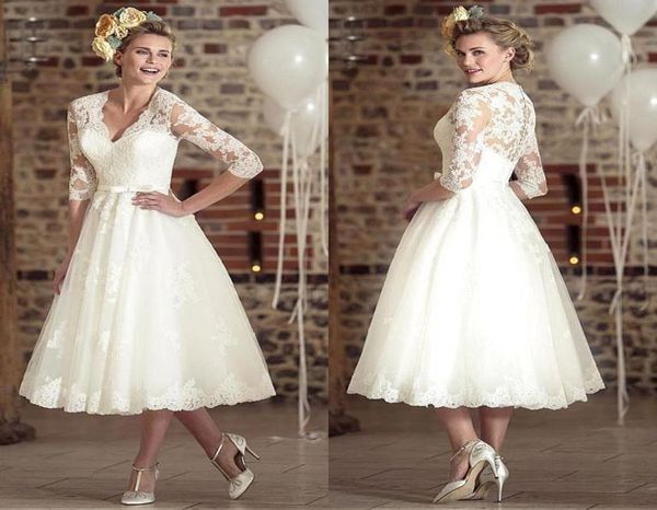 vintage v neck 34 long sleeves lace a line wedding dresses 2020 tulle applique tea length short bridal wedding gowns bm16502520830, White
vintage v neck 34 long sleeves lace a line wedding dresses 2020 tulle applique tea length short bridal wedding gowns bm16502520830, White