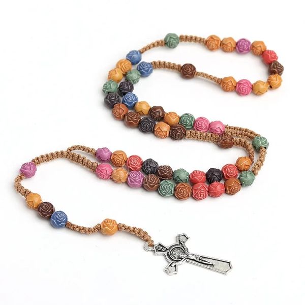 colorful cross pendant necklace catholic rose rosary jesus christian prayer beaded necklace religious jewelry, Silver
colorful cross pendant necklace catholic rose rosary jesus christian prayer beaded necklace religious jewelry, Silver