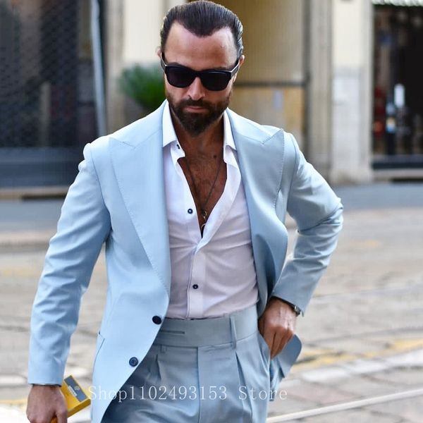 men's suits blazers 2023 sky blue male slim fit casual lapel two buttons 2 pieces men groom wear blazer pants costume homme 230323, White;black
men's suits blazers 2023 sky blue male slim fit casual lapel two buttons 2 pieces men groom wear blazer pants costume homme 230323, White;black