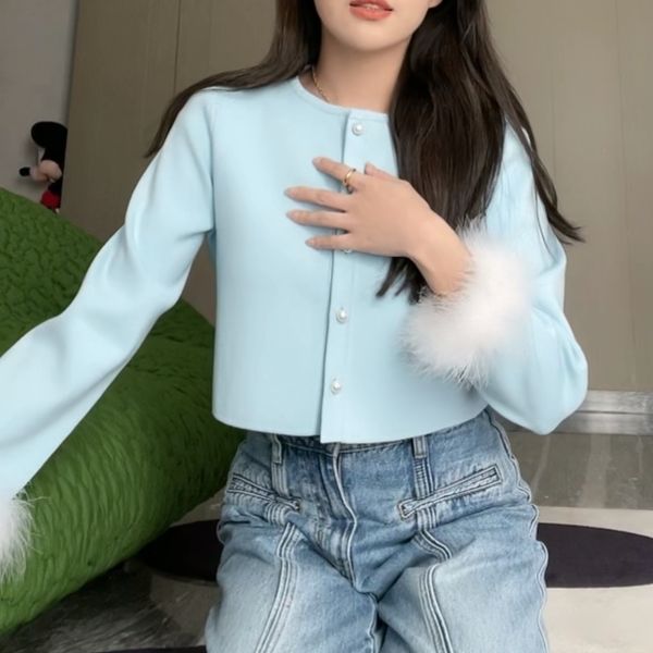 women's knits tees sleeper same detachable feather long sleeve knitted cardigan sweater women autumn slim single breasted short 230323, White
women's knits tees sleeper same detachable feather long sleeve knitted cardigan sweater women autumn slim single breasted short 230323, White