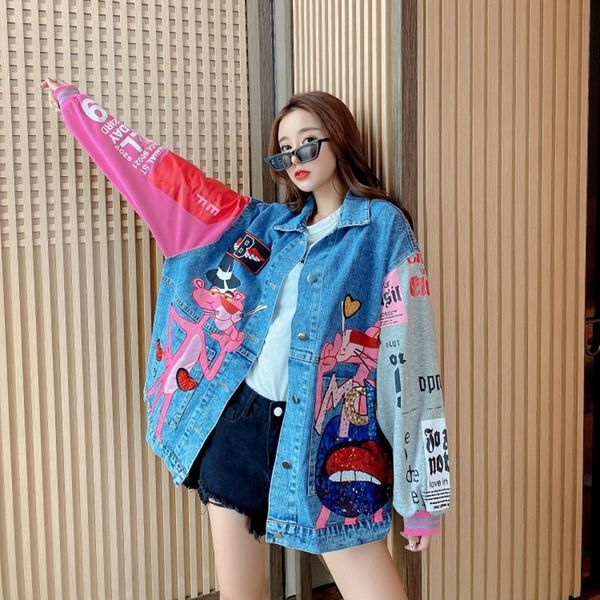women's jackets harajuku oversize denim oversized patchwork color streetwear cartoon print jean coat female 230323, Black;brown
women's jackets harajuku oversize denim oversized patchwork color streetwear cartoon print jean coat female 230323, Black;brown