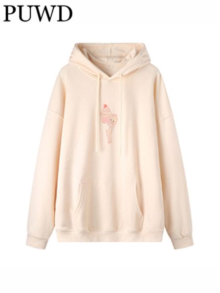 men's hoodies sweatshirts puwd soft cotton beige cartoon printed loose 2023 spring fashion ladies long sleeves vintage women chic 2303, Black
men's hoodies sweatshirts puwd soft cotton beige cartoon printed loose 2023 spring fashion ladies long sleeves vintage women chic 2303, Black