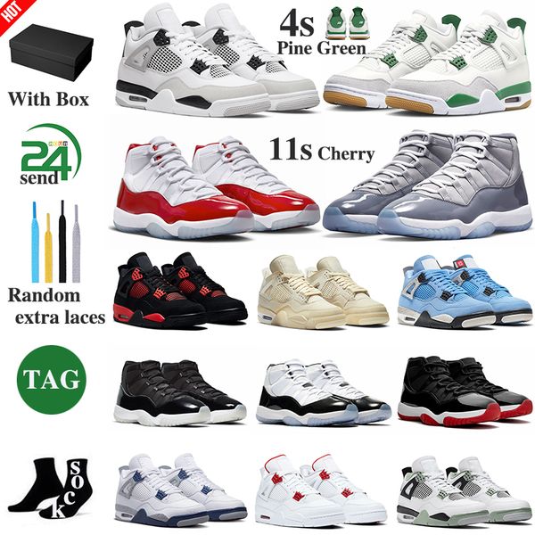 4 basketball shoes with box men women cherry 11s concord 11 cool grey black cat 4s military black cat pine green oreo red thunder seafoam me
4 basketball shoes with box men women cherry 11s concord 11 cool grey black cat 4s military black cat pine green oreo red thunder seafoam me
