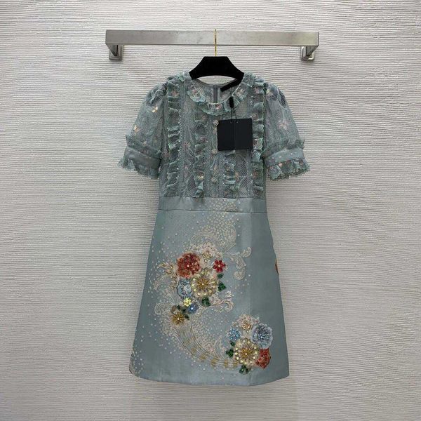 23ss summer dresses women dress women designer clothes heavy industrial studded beaded jacquard fabric splicing lace sequin short sleeve dre, Black;gray
23ss summer dresses women dress women designer clothes heavy industrial studded beaded jacquard fabric splicing lace sequin short sleeve dre, Black;gray