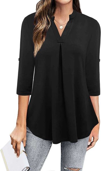 casual dresses ninedaily womens dressy casual 3/4 sleeve v neck chiffon shirt work blouses, Black;gray
casual dresses ninedaily womens dressy casual 3/4 sleeve v neck chiffon shirt work blouses, Black;gray