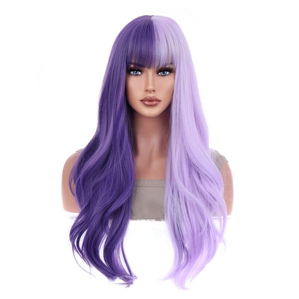 purple loose wavy wigs woodfestival neat bangs synthetic hair ombre long curly wig for women party, Black
purple loose wavy wigs woodfestival neat bangs synthetic hair ombre long curly wig for women party, Black