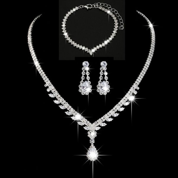 factory price necklace earring bracelet suit inlaid zircon rhinestone crystal twinkle bridal decorate adjeustable length necklace elegant we, Silver
factory price necklace earring bracelet suit inlaid zircon rhinestone crystal twinkle bridal decorate adjeustable length necklace elegant we, Silver
