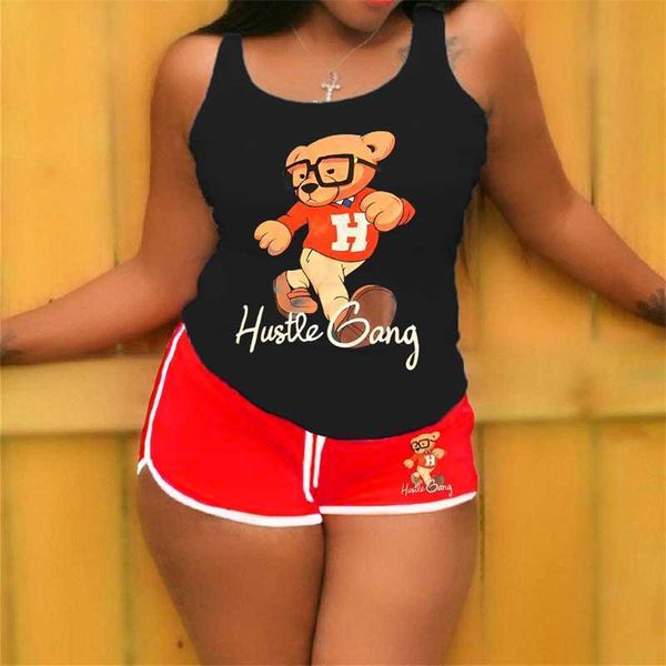 2023 summer women tracksuits yoga pants 2 piece set bear pattern printed tank and shorts sports outfits, Gray
2023 summer women tracksuits yoga pants 2 piece set bear pattern printed tank and shorts sports outfits, Gray