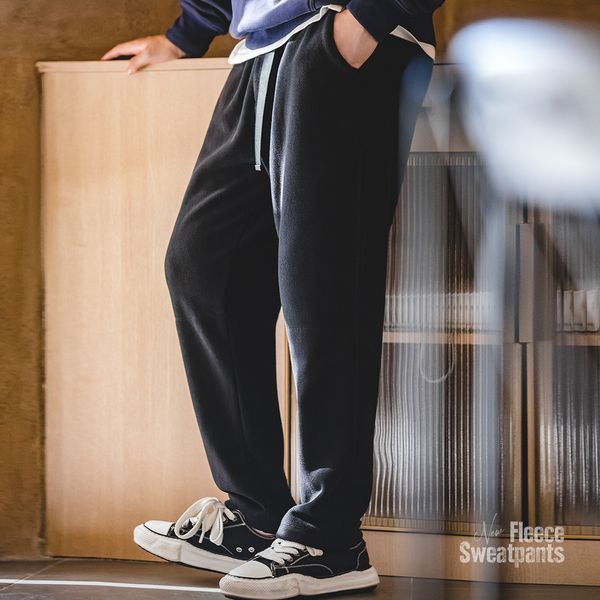 men's pants maden men casual fleece elastic waist loose warm sweatpants winter male thick joggers streetwear straight trousers 230323, Black
men's pants maden men casual fleece elastic waist loose warm sweatpants winter male thick joggers streetwear straight trousers 230323, Black