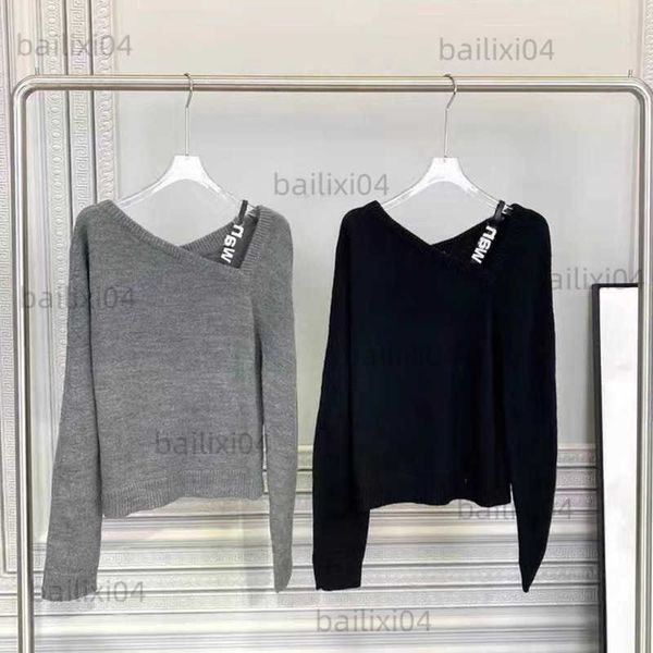 women's sweaters aw autumn and winter low neck t-shirt diagonal shoulder diamond strap t230323, White;black
women's sweaters aw autumn and winter low neck t-shirt diagonal shoulder diamond strap t230323, White;black