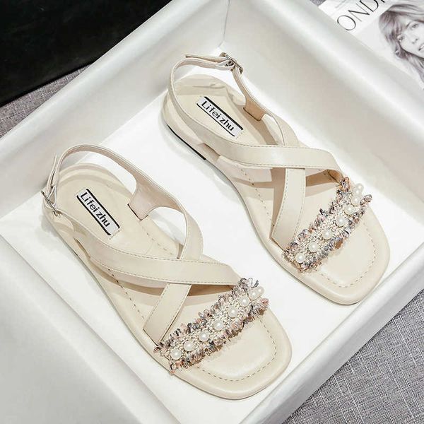 sandals pearl plaid fabric sandals women slippers buckle belt summer beach shoes woman beads cross band sandalias mujer large size 40-43 g23, Black
sandals pearl plaid fabric sandals women slippers buckle belt summer beach shoes woman beads cross band sandalias mujer large size 40-43 g23, Black