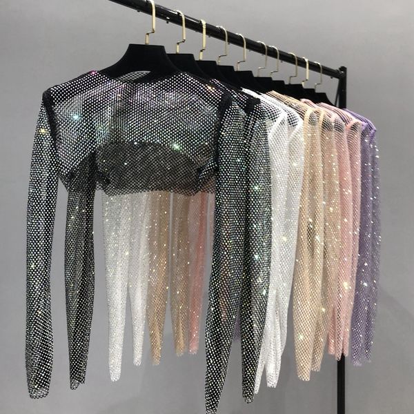 women's tshirt summer woman crystal glitter short fishnet y2k shiny diamonds longsleeve tshirts shawl party club clothes 230323, White
women's tshirt summer woman crystal glitter short fishnet y2k shiny diamonds longsleeve tshirts shawl party club clothes 230323, White