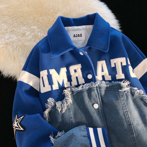 men's hoodies sweatshirts klein blue denim stitching baseball uniform jacket women spring and autumn thin lapel couple men jacket ameri, Black
men's hoodies sweatshirts klein blue denim stitching baseball uniform jacket women spring and autumn thin lapel couple men jacket ameri, Black