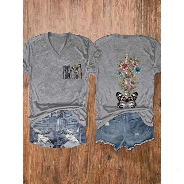 women's tshirt grow through it butterfly flower print cotton tshirts ladies graphic tees 230323, White
women's tshirt grow through it butterfly flower print cotton tshirts ladies graphic tees 230323, White