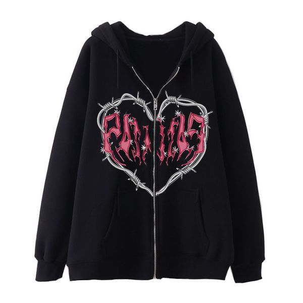 womens hoodies sweatshirts punk retro high street zip hip hop trend heart wire graphic print sweatshirt gothic aesthetic cardigan 230323, Black
womens hoodies sweatshirts punk retro high street zip hip hop trend heart wire graphic print sweatshirt gothic aesthetic cardigan 230323, Black