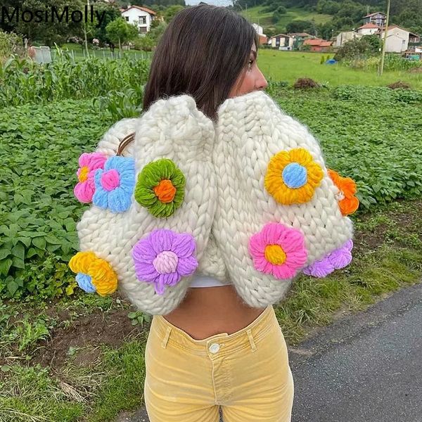 women's knits tees mosimolly cardigan sweater handmade flower jumper knitting coats outerwear 230323, White
women's knits tees mosimolly cardigan sweater handmade flower jumper knitting coats outerwear 230323, White