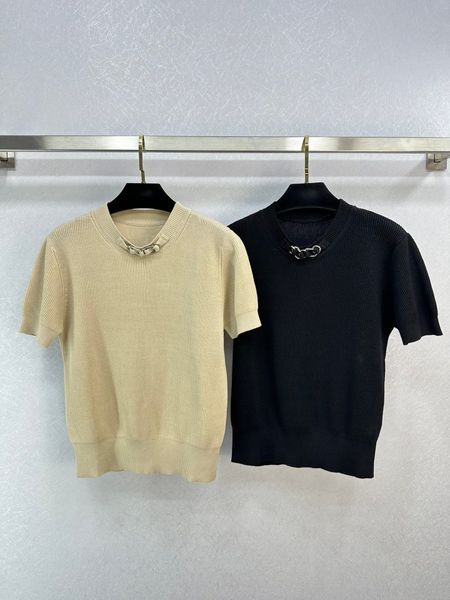 306 xl 2023 spring summer women sweater short sleeve white lapel new pullover brand same style striped white womens weilanx665, White;black
306 xl 2023 spring summer women sweater short sleeve white lapel new pullover brand same style striped white womens weilanx665, White;black