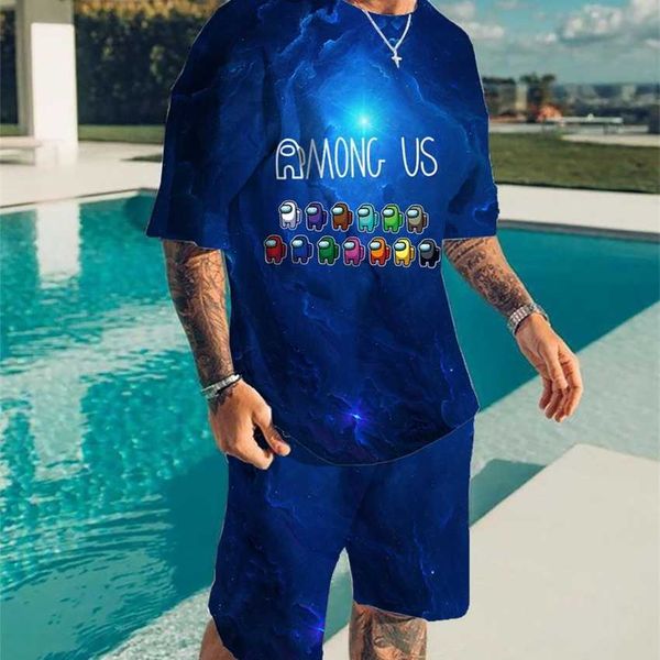 2023 summer new european men's star 3d printed round neck short sleeve beach pants 2pc set, White;black
2023 summer new european men's star 3d printed round neck short sleeve beach pants 2pc set, White;black