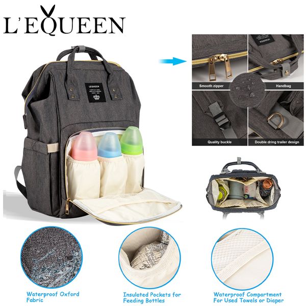 

diaper bags lequeen fashion mummy maternity nappy bag brand large capacity baby bag travel backpack designer nursing bag for baby care 23032