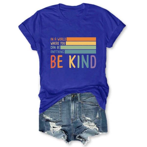 women's tshirt be kind print cotton tshirts ladies graphic tees 230323, White
women's tshirt be kind print cotton tshirts ladies graphic tees 230323, White