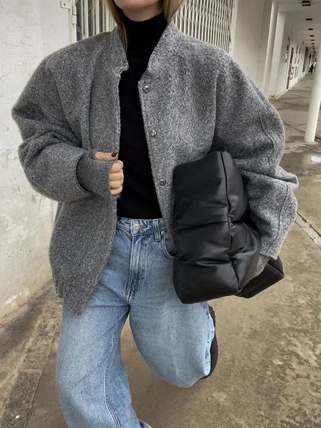 women's jackets slmd 2023 women gray bomber outwear button solid long sleeve casual loose coat traf ins 230323, Black;brown
women's jackets slmd 2023 women gray bomber outwear button solid long sleeve casual loose coat traf ins 230323, Black;brown
