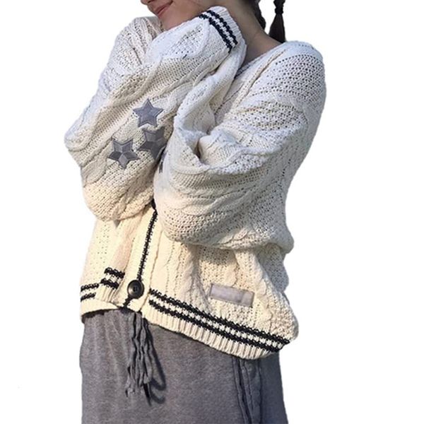 women's knits tees 2023 autumn winter knit cardigan fashion female loose long sleeve v neck star print button down knitwear 230323, White
women's knits tees 2023 autumn winter knit cardigan fashion female loose long sleeve v neck star print button down knitwear 230323, White