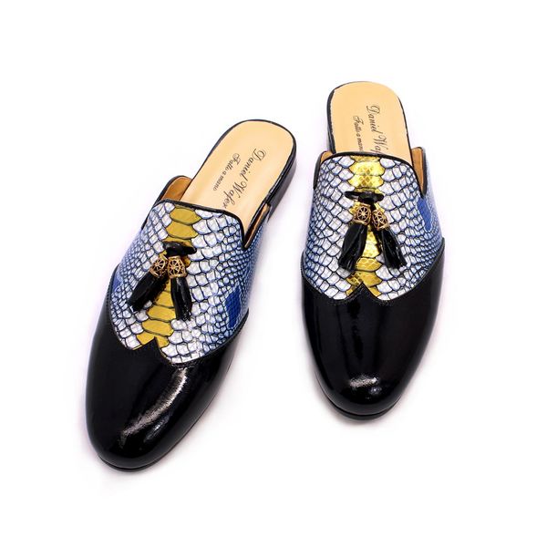 slippers genuine leather mens half blue luxury flat mules pointed toe python pattern tassel comfortable casual mens, Black
slippers genuine leather mens half blue luxury flat mules pointed toe python pattern tassel comfortable casual mens, Black