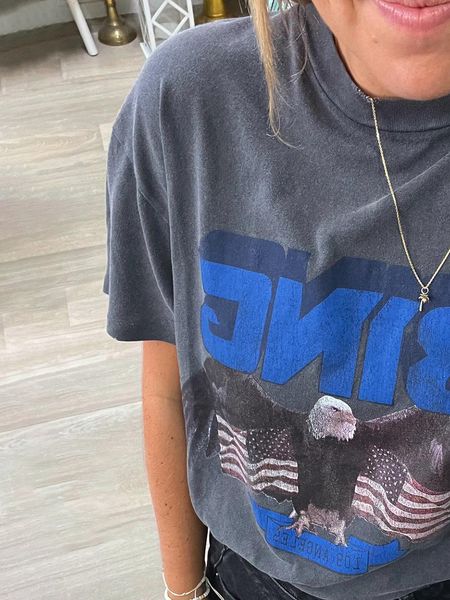 women's tshirt eagle print washed black woman short sleeve oneck cotton faded tee femme casual vintage wild punk t shirt 2023 230323, White
women's tshirt eagle print washed black woman short sleeve oneck cotton faded tee femme casual vintage wild punk t shirt 2023 230323, White