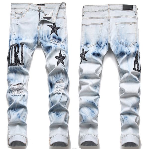 mens jeans european trend man letter star men embroidery patchwork ripped brand motorcycle pant skinny 230322, Blue
mens jeans european trend man letter star men embroidery patchwork ripped brand motorcycle pant skinny 230322, Blue