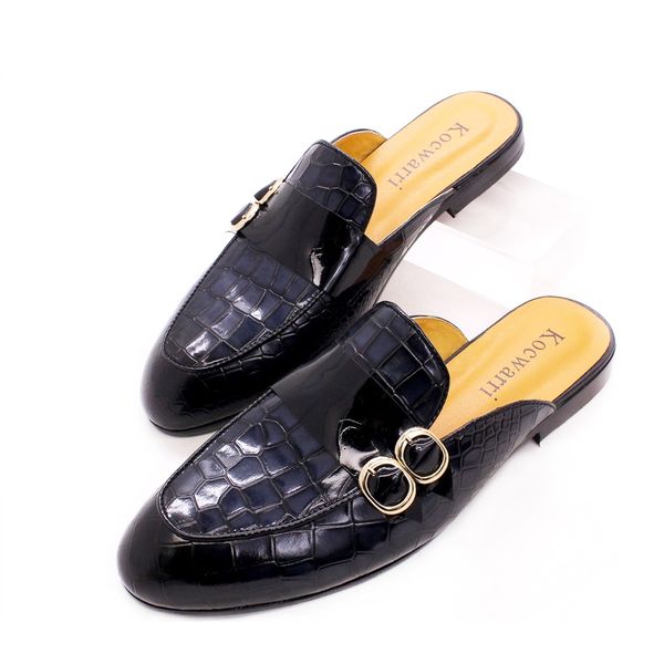 slippers leather men half black pointed toe flat handmade crocodile pattern double button cushion comfortable casual mens
slippers leather men half black pointed toe flat handmade crocodile pattern double button cushion comfortable casual mens