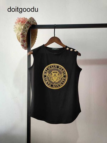 balmn xi mengyao same style stamping letter cotton gold button arc hem sleeveless tank female men and women's t shirt vvfi, White
balmn xi mengyao same style stamping letter cotton gold button arc hem sleeveless tank female men and women's t shirt vvfi, White