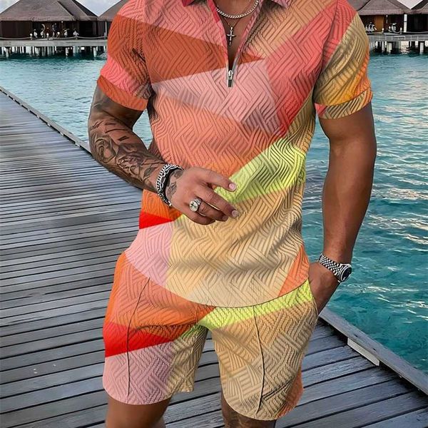 2022 men's summer short sleeve set geometric pattern 3d printed polo zipper shirt, Black
2022 men's summer short sleeve set geometric pattern 3d printed polo zipper shirt, Black