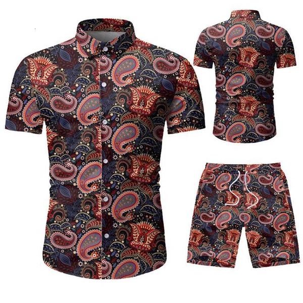2022 summer new casual men's set shirt personalized print beach short sleeve men, Black
2022 summer new casual men's set shirt personalized print beach short sleeve men, Black