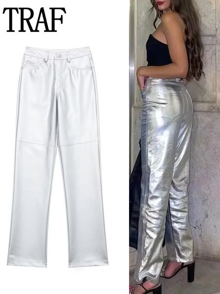 women's pants s traf faux leather for women high waist woman streetwear baggy female y2k fashion bottom's trousers 230323, Black;white
women's pants s traf faux leather for women high waist woman streetwear baggy female y2k fashion bottom's trousers 230323, Black;white