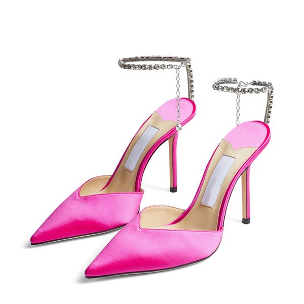 fashion summer women london pumps sandals saeda 100 mm italy pointed toes crystal ankle chain fuchsia satin designer wedding party gift sand, Black
fashion summer women london pumps sandals saeda 100 mm italy pointed toes crystal ankle chain fuchsia satin designer wedding party gift sand, Black