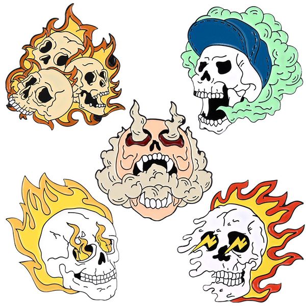 punk style skeletons flame brooches set 5pcs cartoon terror ghost gothic enamel badges alloy pin halloween jewelry, Gray
punk style skeletons flame brooches set 5pcs cartoon terror ghost gothic enamel badges alloy pin halloween jewelry, Gray